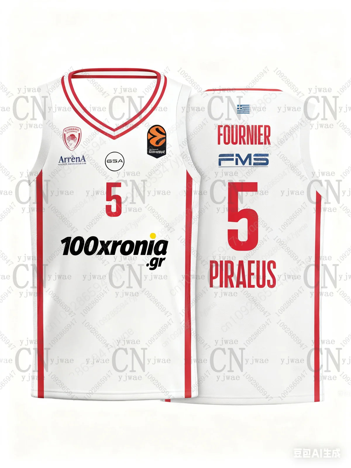 25-26 Olympiacos Bc Replica Basketball Jersey Sportswear Vest Quick Drying Training Tee Summer Men'S Outdoor Fitness Tank Top