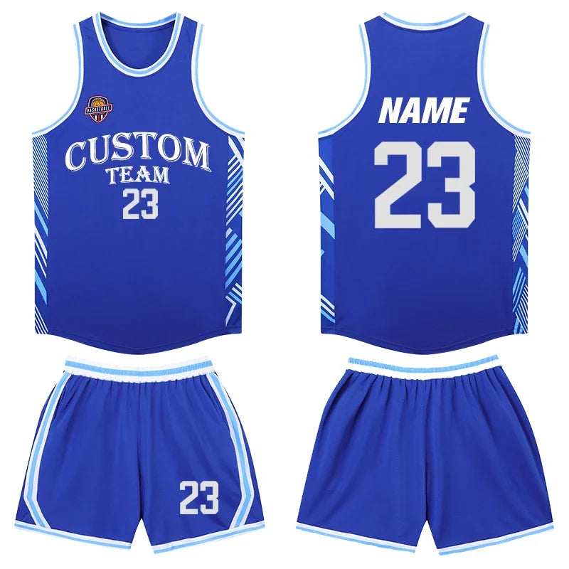 Boys Basketball Uniforms Custom 100% Polyester Mesh Throwback Breathable Kids Basketball Jersey Quick Dry Basketball Shirts 2302