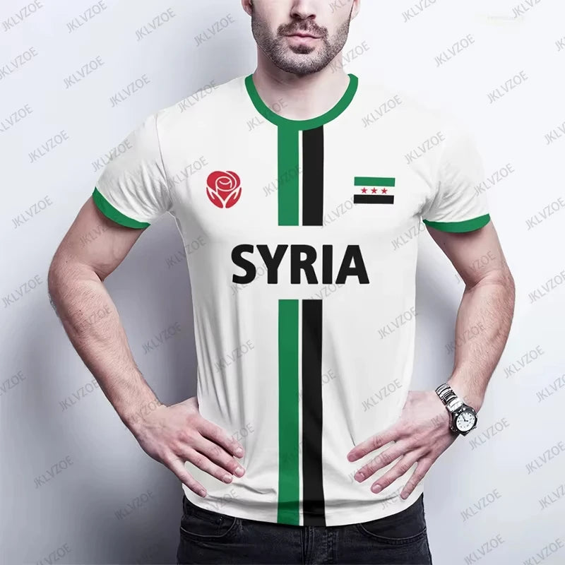 Summer New Syria Football Jersey Men Women Sports Surfing T-shirts Soccer Uniforms Casual Syrian Flag Graphic Oversized Kids Top